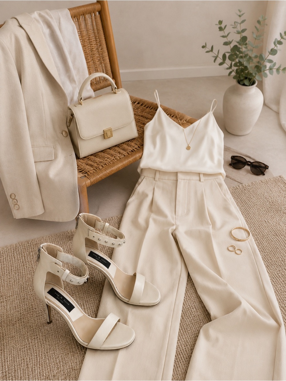Rag & Bone Cream Heeled Sandals with Ankle Strap